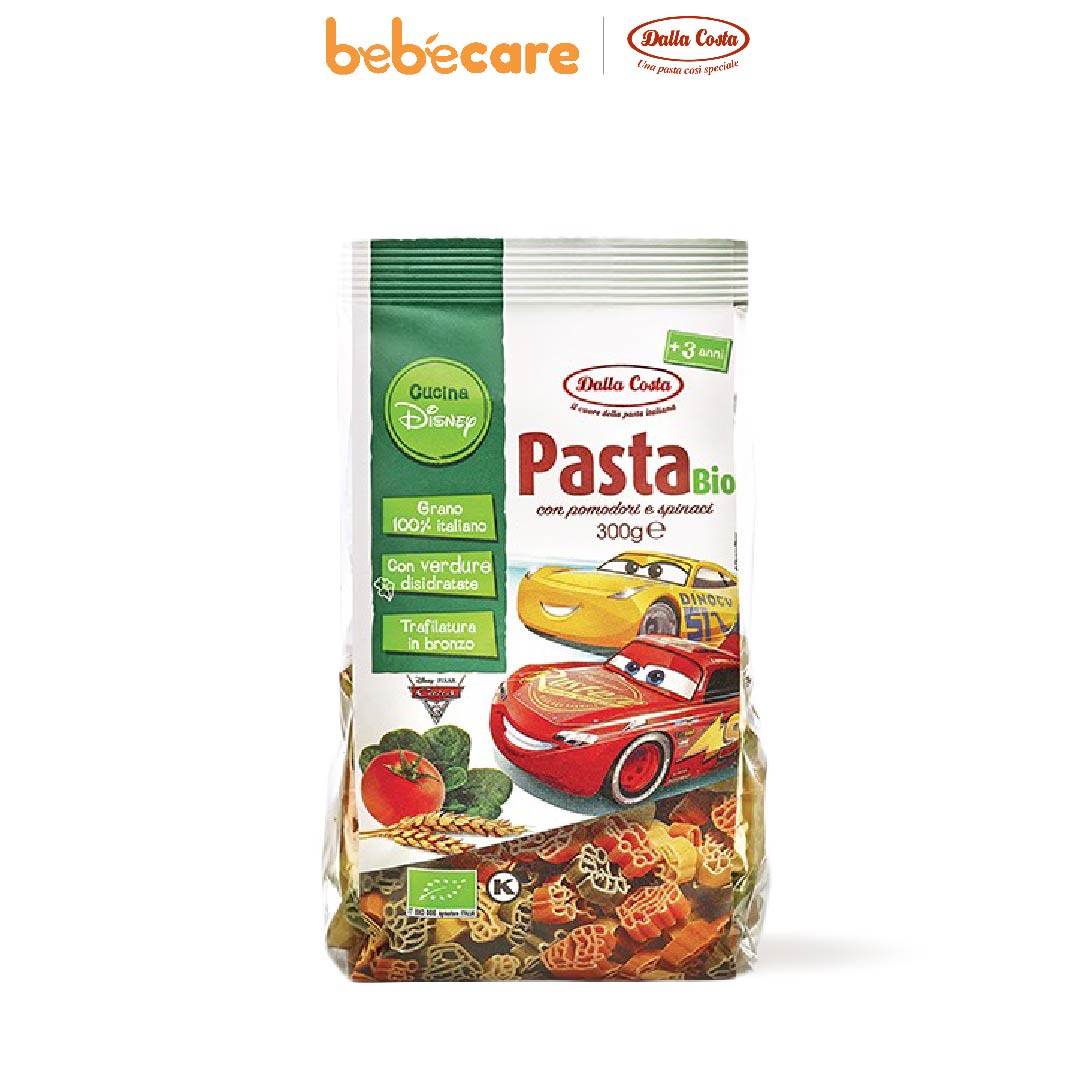 Organic Life (1080)-Nui Rau Củ Hữu Cơ Cho Bé Hình Ô Tô 300g Dalla Costa Organic Pasta Bio Disney Pixar Cars